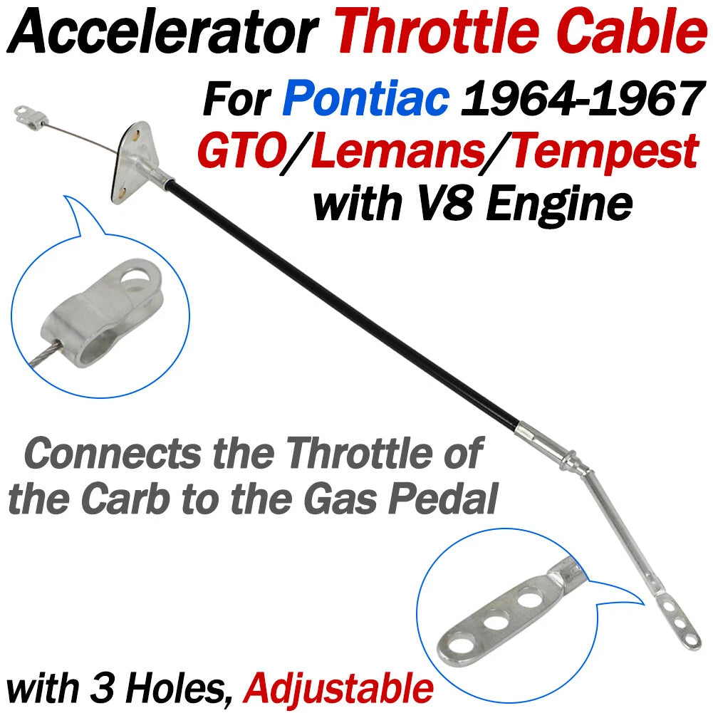 Throttle Cable for Pontiac GTO, LeMans, Tempest 326 389 V8 (1964–1967)