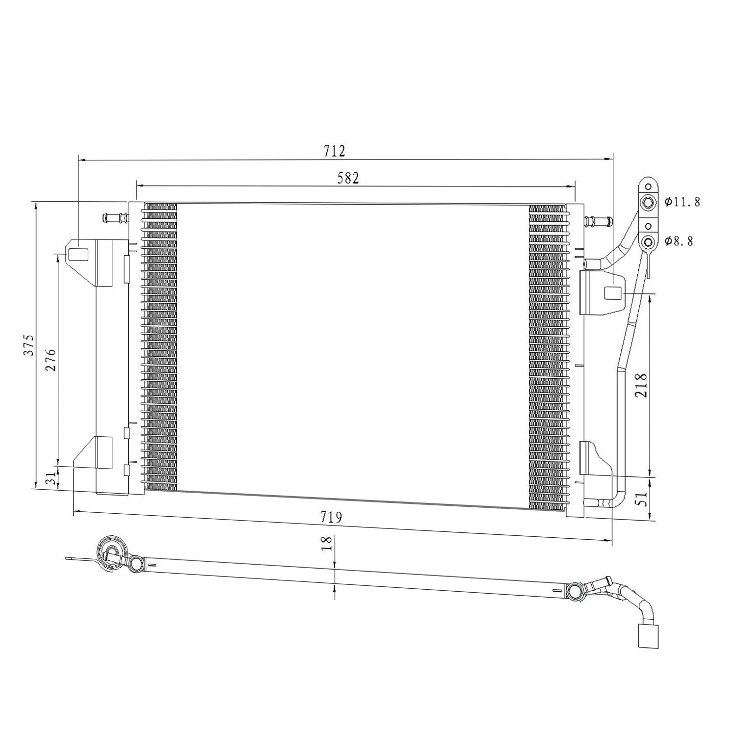 Replacement A/C Condenser with TOC Repair for 2006-2009 Ford Fusion