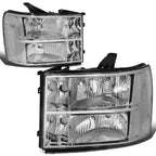 Chrome Clear Corner Headlight, Bumper & Smoked LED Fog Light Kit for GMC Sierra (2007–2014)