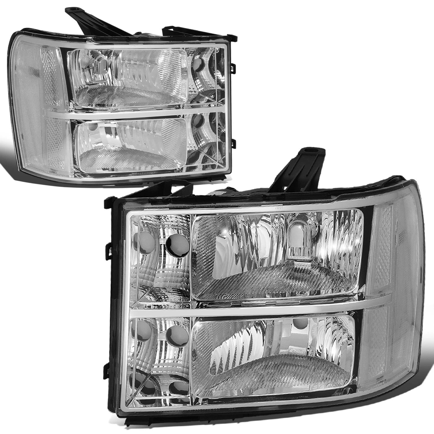 Chrome Clear Corner Headlight, Bumper & Smoked LED Fog Light Kit for GMC Sierra (2007–2014)
