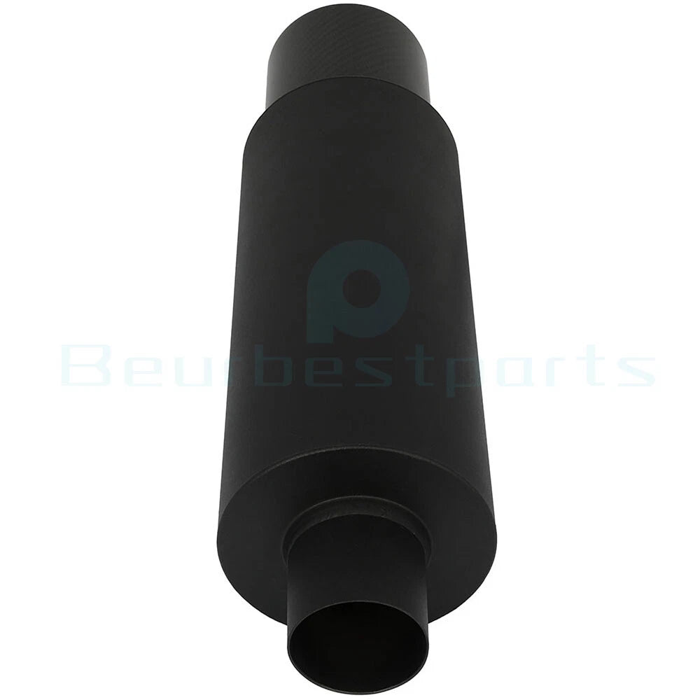 2.5" Inlet 4" Oval Tip Black Coated Stainless Exhaust Muffler