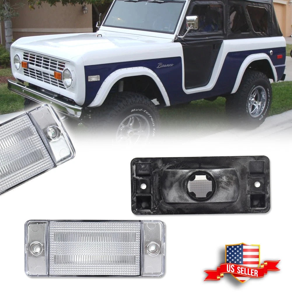 2X Clear Side Marker Lamps for Ford Bronco (1970–1977) & F-Series (1969–1972)