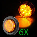 6PCS Amber 2" Round 9LED Clearance Side Marker Lights for Freightliner Peterbilt