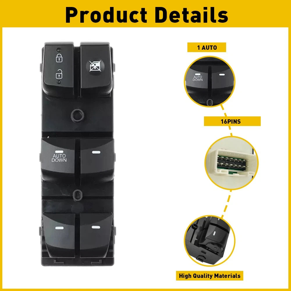 Left Driver Side Master Window Switch for Hyundai Elantra (2011–2015)
