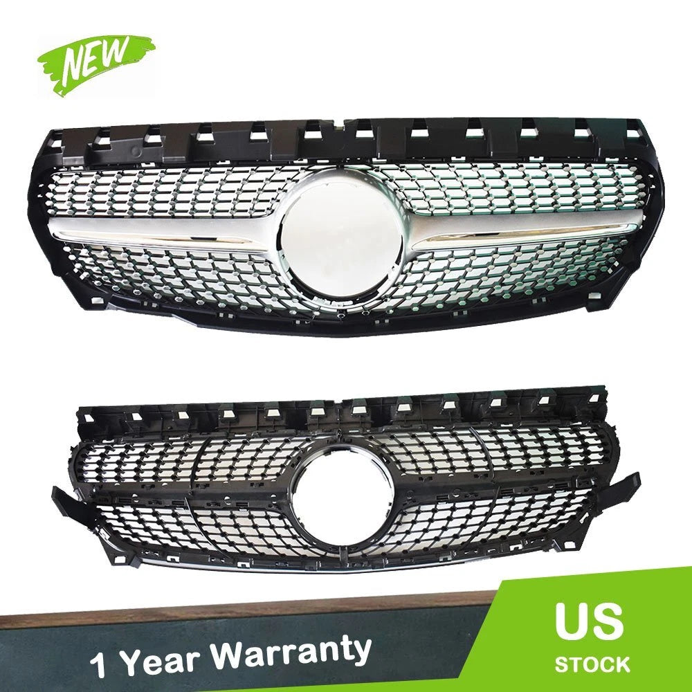 Front Bumper Grill for Mercedes Benz R117 (2014–2016) 13 Black Plastic