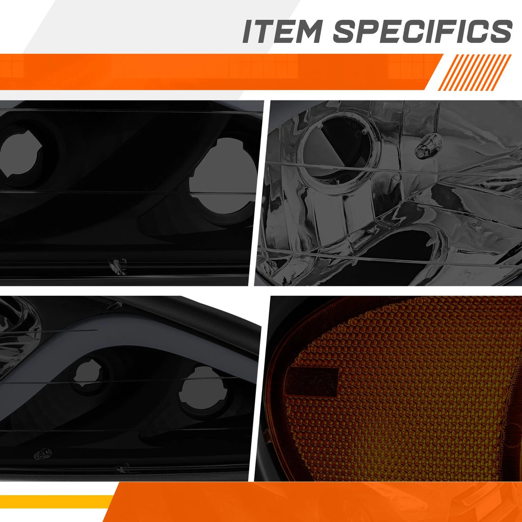 LED DRL Headlight Lamps for Pontiac Grand Am (1999–2005) Smoked Housing Amber Corner