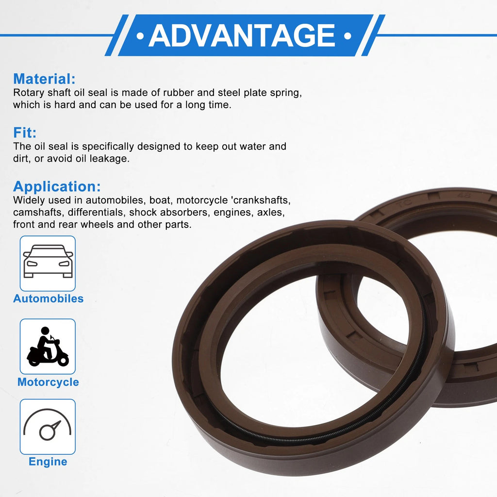 Set of 2 Oil Seal Rotary Shaft Seal FKM Rubber 48x65x10mm