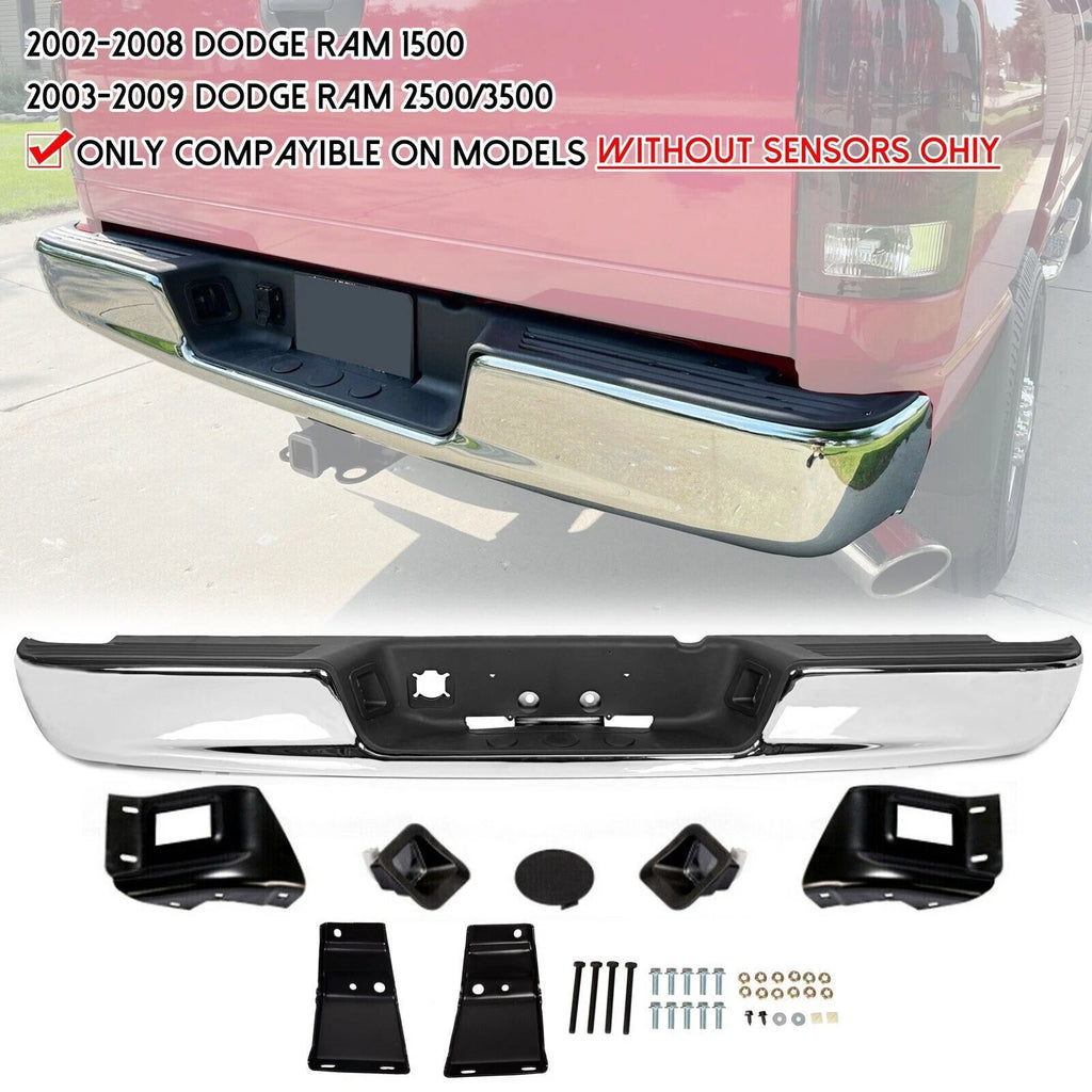 Chrome Rear Step Bumper Assembly for Dodge Ram 1500/2500/3500 (2002–2008)