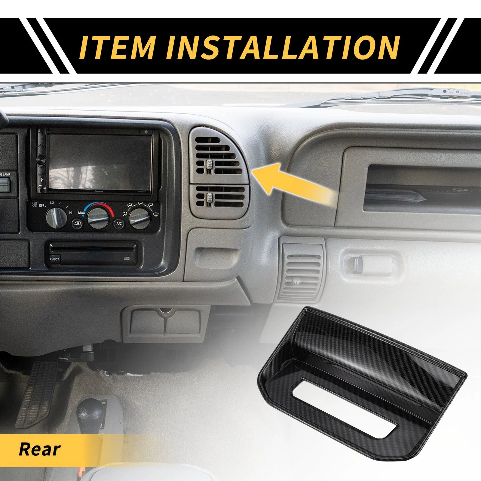 Carbon Fiber Pattern Air Vent Armrest AC Outlet Cover for Toyota Tundra (2022–2024)