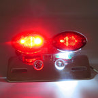 Cat Eye Tail Brake License Plate Light for Motorcycle (Custom, Chromed Red)