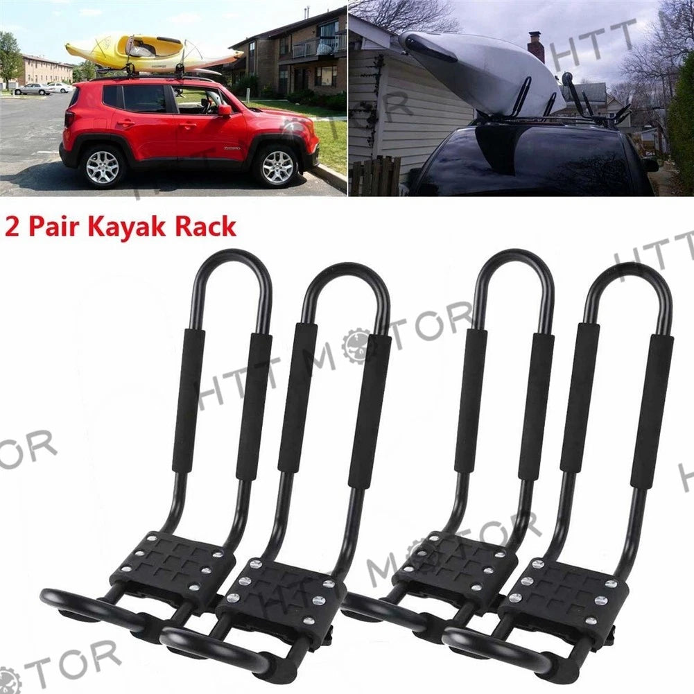 2 Pairs Roof Mount J-Bar Rack for Kayak Carrier Boat Ski Surf Snowboard