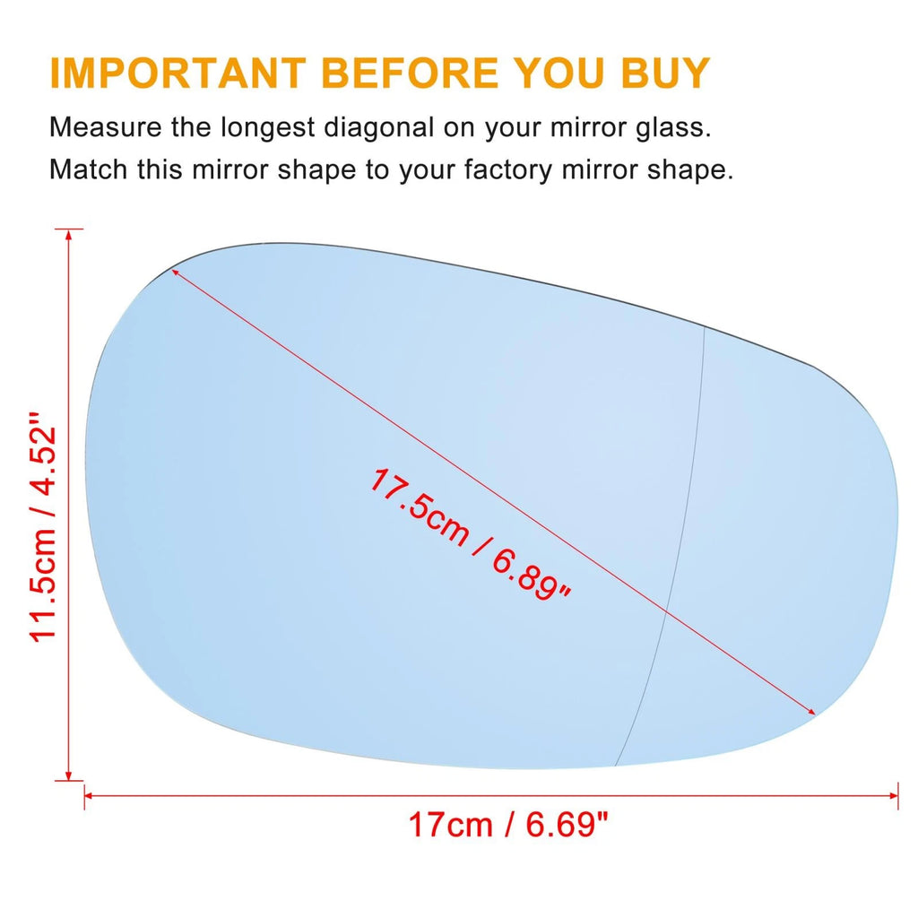 Rearview Right Mirror Glass with Backing Plate Heated for BMW 328i (2012–2015)