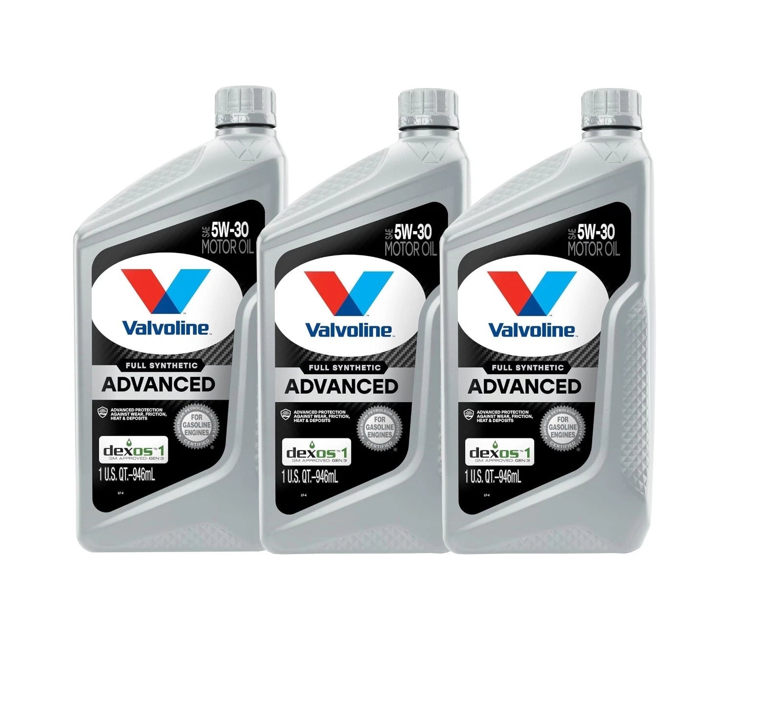 Set of 3 Valvoline Advanced Full Synthetic SAE 5W-30 Motor Oil (1qt each)