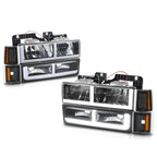 F-Shape LED DRL Headlights for GMC C/K Pickup Suburban Yukon (1994–2000)