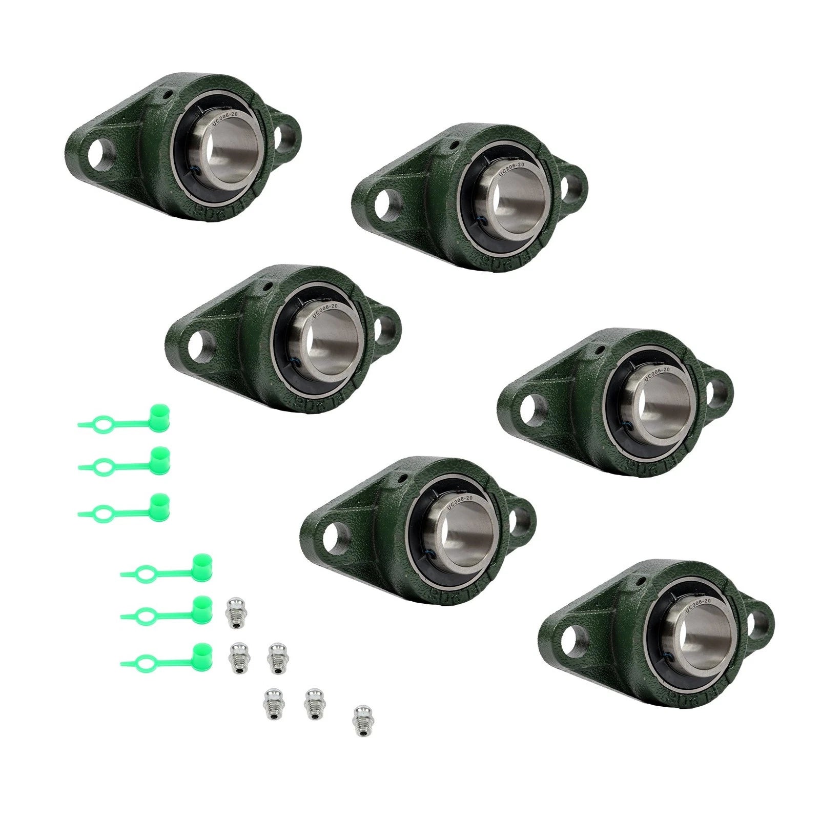 Set of 6 Pillow Block Flange Bearings for DIY Applications (1-1/4" Bore)