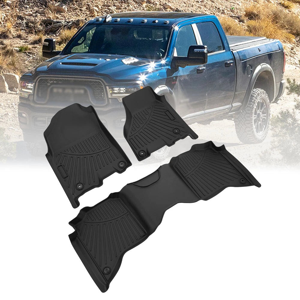 Set of 2 Waterproof Floor Mats Liner for Dodge Ram 2500 3500 (2019–2024)