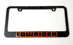 Matte Black License Plate Frame w Orange Outline for Universal (Any Year)