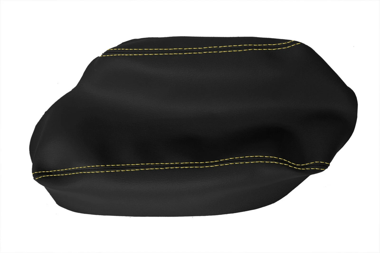 Leather Console Armrest Cover for Subaru Crosstrek (2018–2020) Black Yellow Stitch