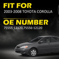 2X Black Rubber Roof Drip Molding Strips for Toyota Corolla (2003–2008)