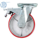Set of 4 Red PU 6-Inch Casters for Universal Use (360° Rotation)