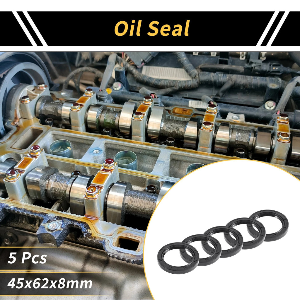 Set of 5 Oil Seal Rotary Shaft Seals NBR Rubber 45x62x8mm