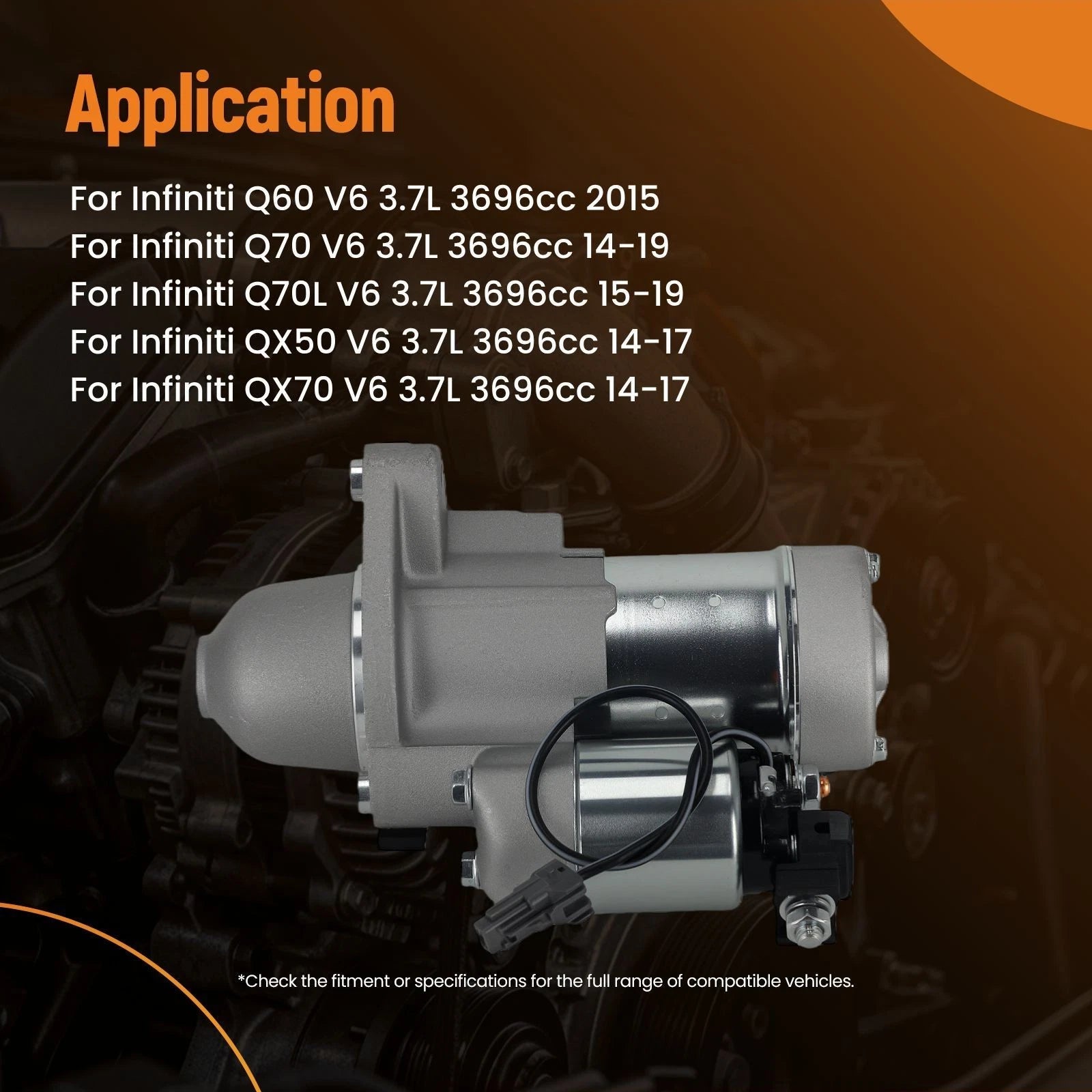 Starter Motor for Infiniti G25 G37 2008–2013, Nissan 370Z 3.7L