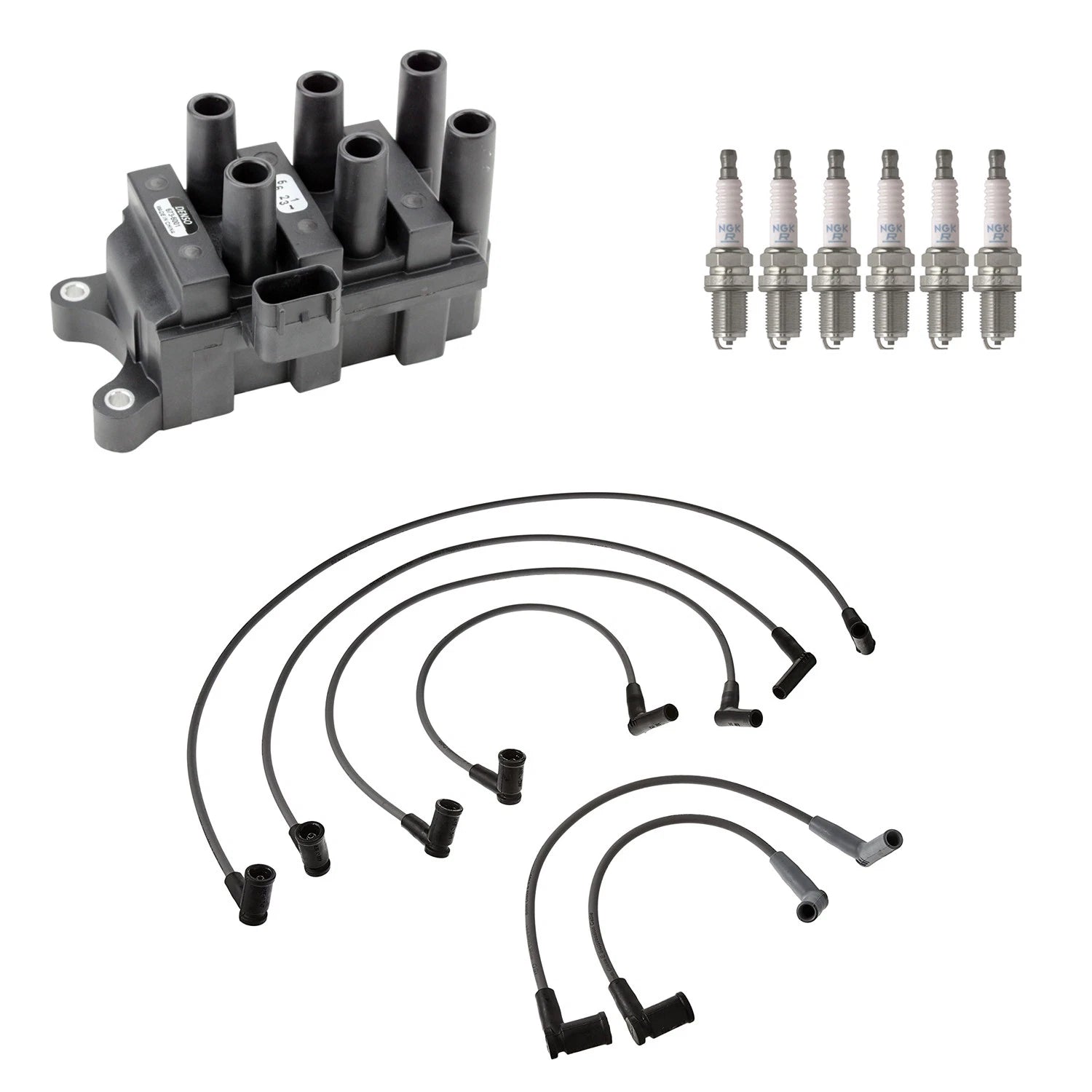Denso Ignition Coil Wires & NGK Spark Plugs Kit for B3000 Ranger V6 (1994–2000)