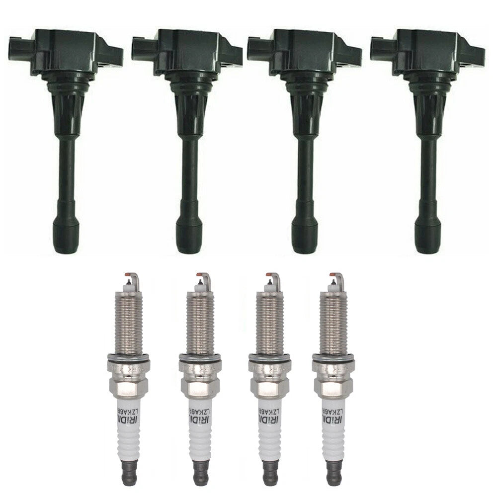 4X Ignition Coils + 4X Iridium Spark Plugs for Nissan Versa (2007–2012)