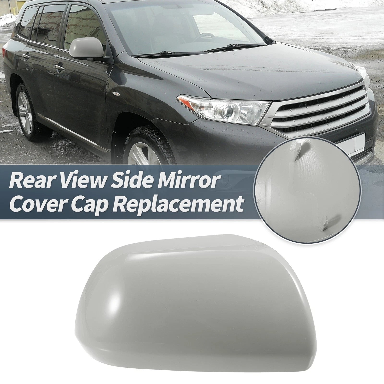 Right Side Mirror Cover Cap for Toyota Highlander (2009–2014) Gray