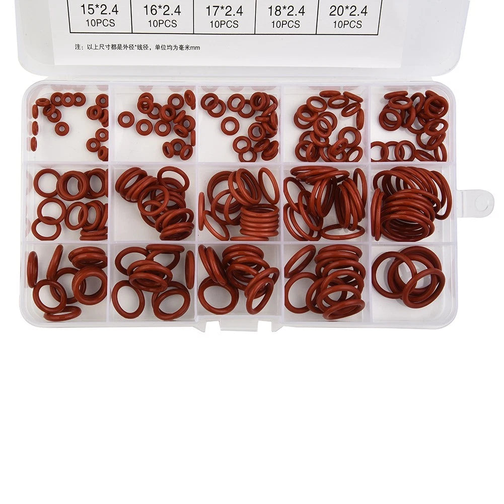 Silicone Rubber O-Ring Assortment Kit 225X for Automotive Sealing Gaskets