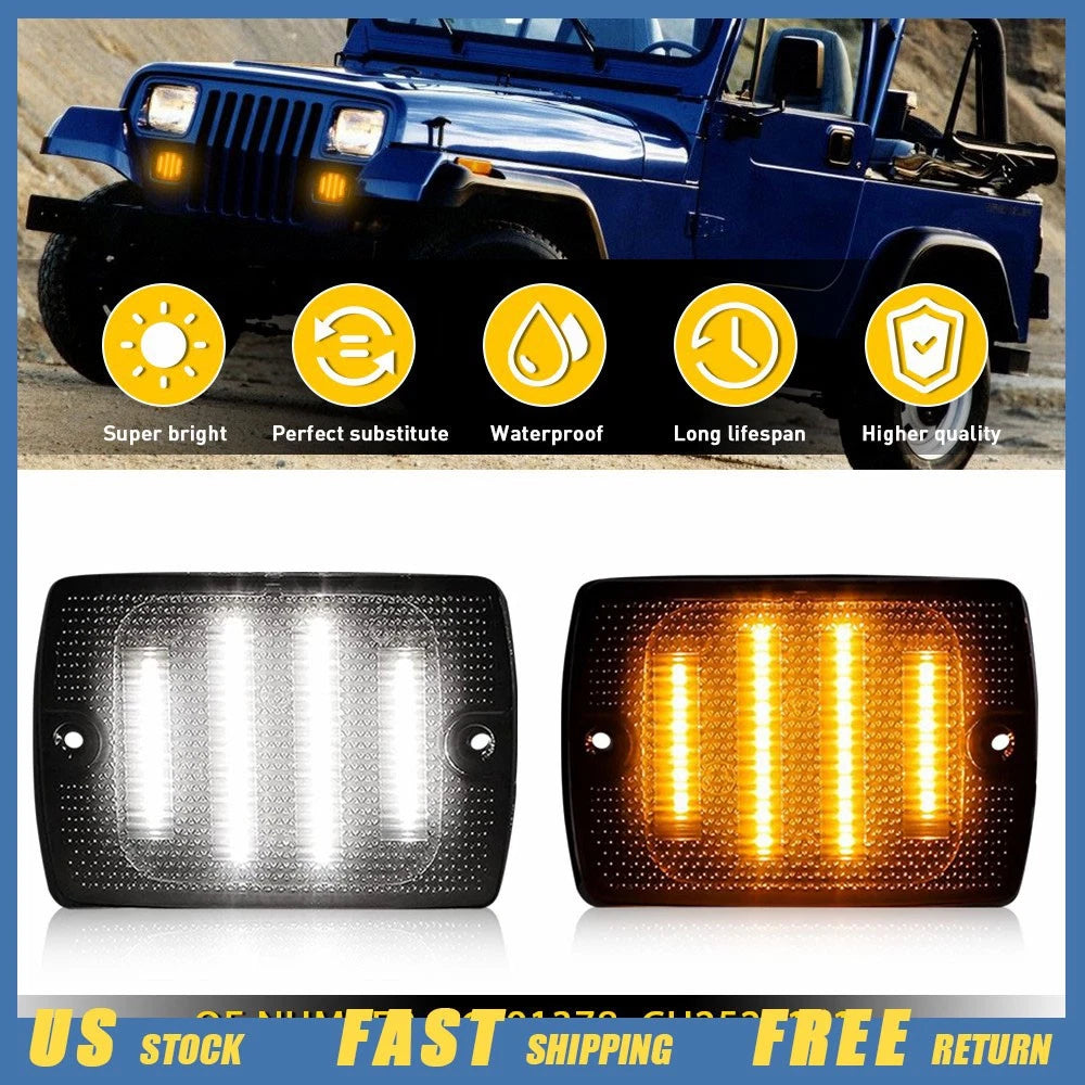 Smoked Front Turn Signal Lights for Jeep Wrangler YJ (1987–1995)