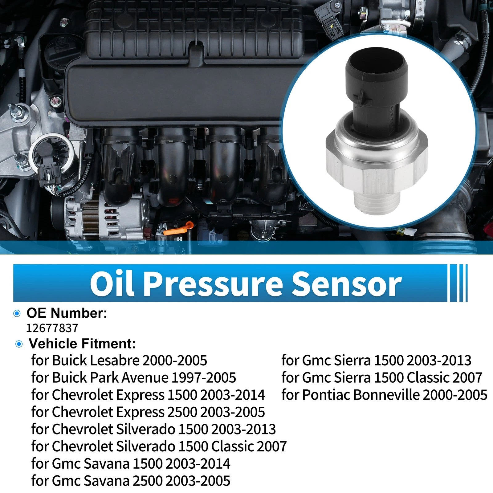 1 Pcs Engine Oil Pressure Sensor No.12677837 for Buick LeSabre (2000–2005)