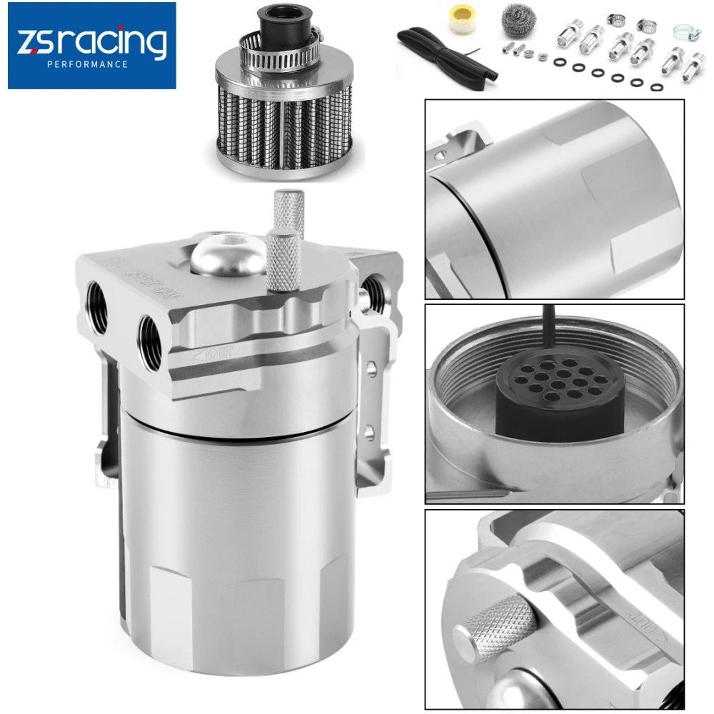 Aluminum Oil Catch Can Kit with Breather Filter for Universal Applications