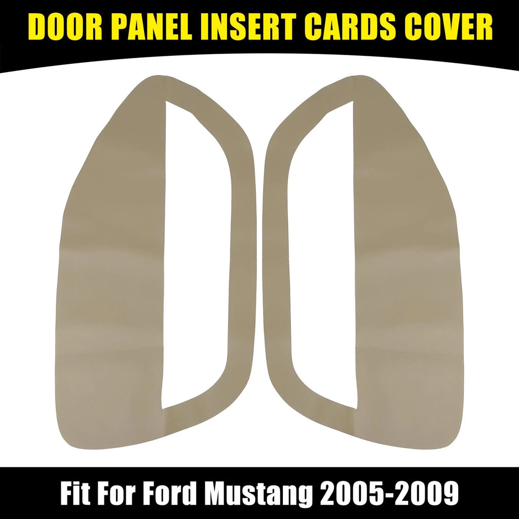 Pair Beige Microfiber Leather Door Panel Insert Cards for Ford Mustang 