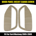 Pair Beige Microfiber Leather Door Panel Insert Cards for Ford Mustang 