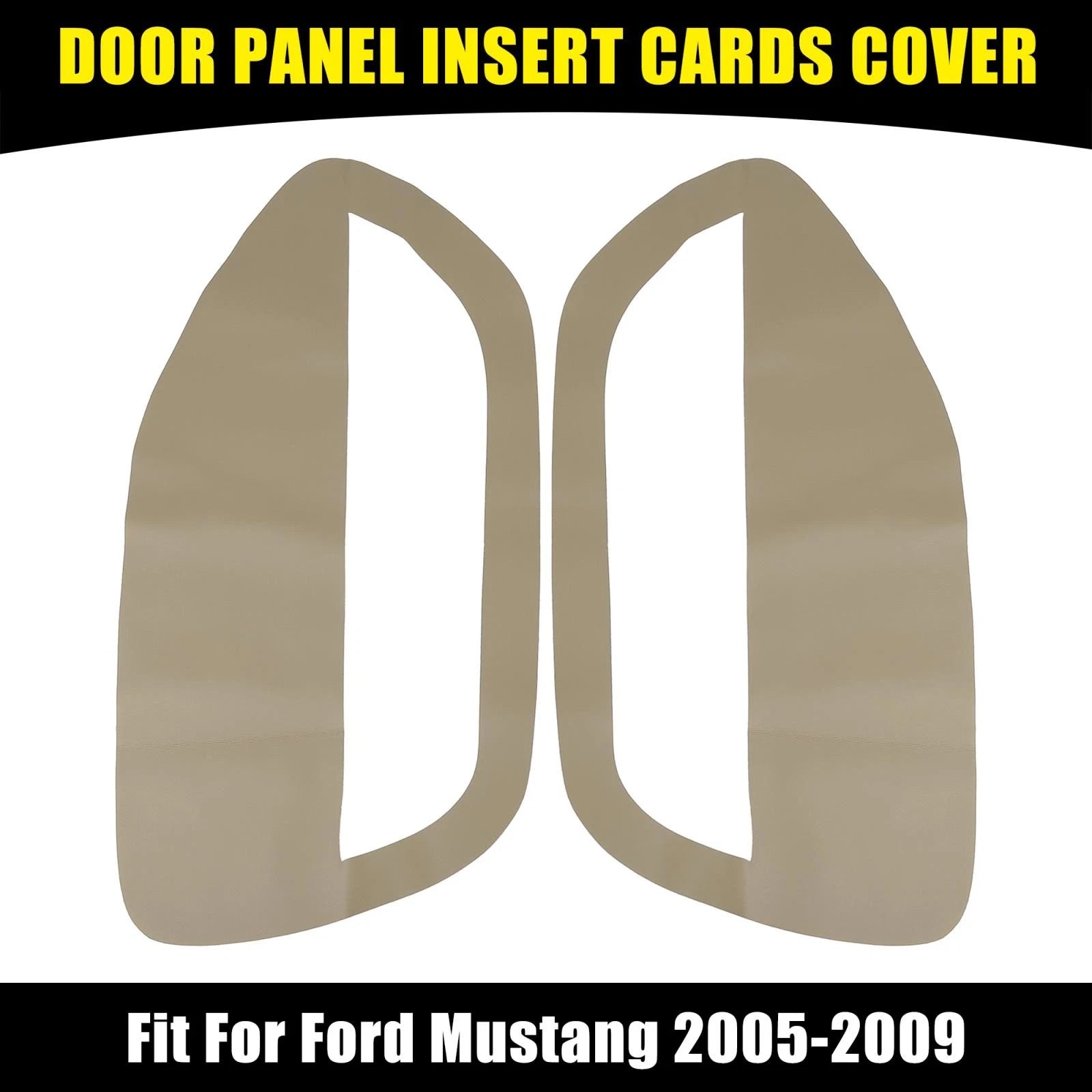 Pair Beige Microfiber Leather Door Panel Insert Cards for Ford Mustang 
