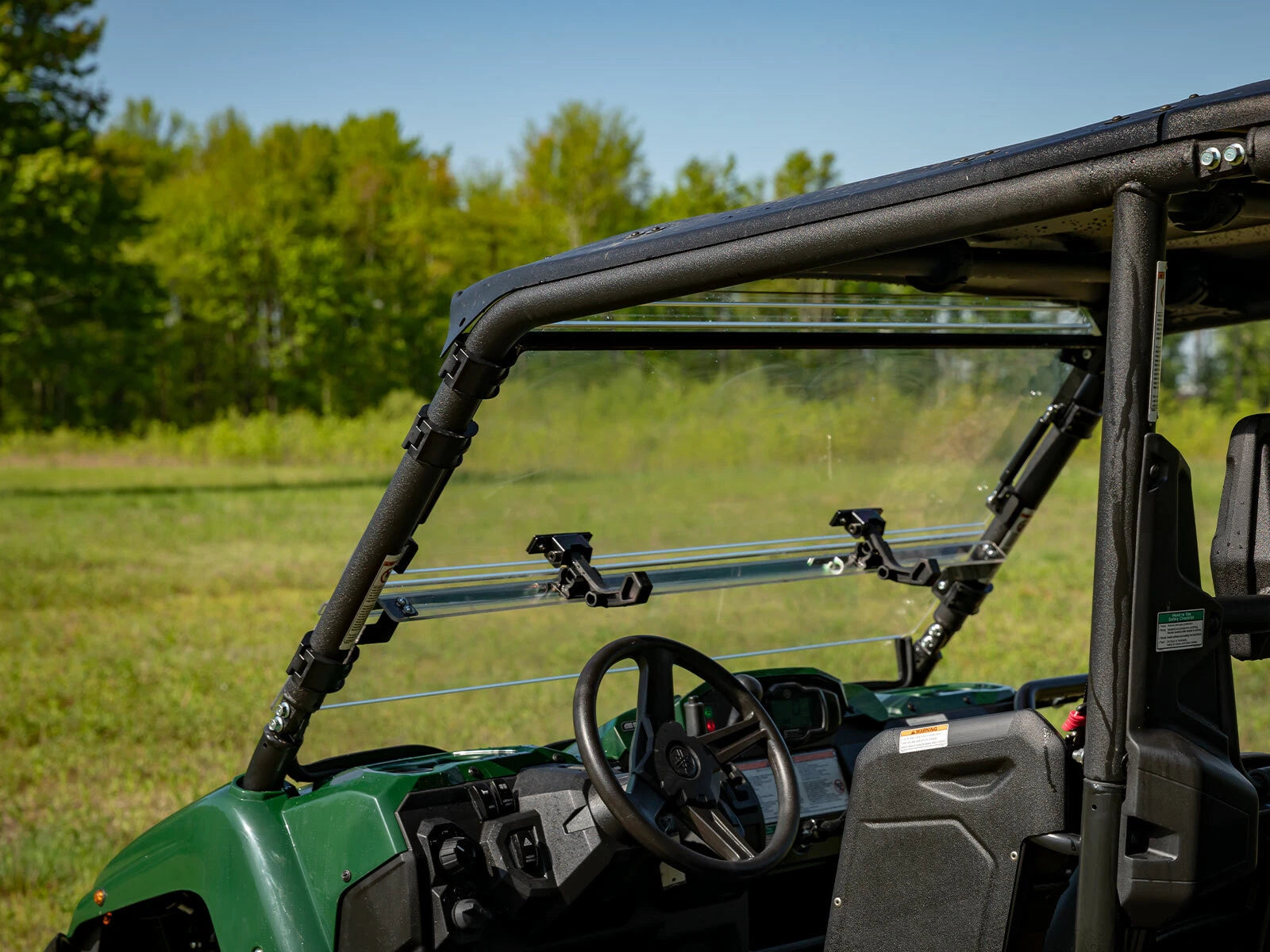 SuperATV Heavy Duty Scratch Resistant Flip Windshield for Yamaha Viking (2014–2023)