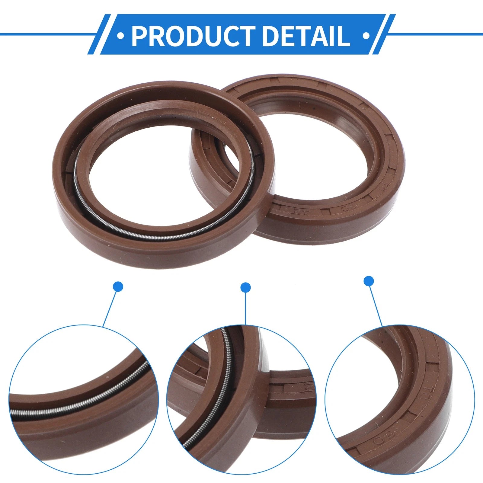 2X Oil Seal Rotary Shaft Seal FKM Rubber 30x42x7mm for Universal 