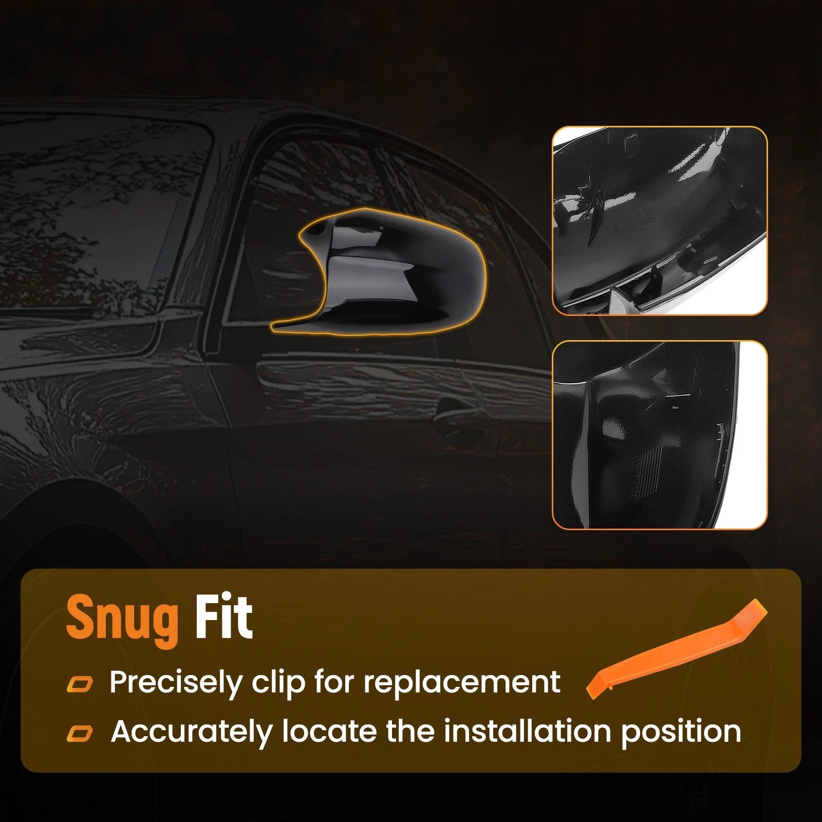 Set of 2 Side Mirror Cover Caps for BMW E90 E91 E92 E93 (2008–2013) 51167205291 Black