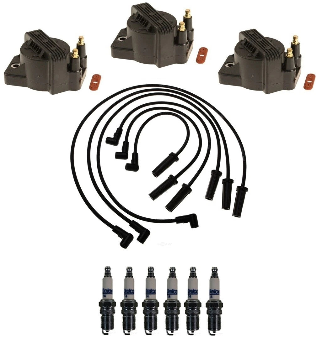 Ignition Wires & Coils Set of 3 with 6 Spark Plugs for Chevy Oldsmobile Pontiac (V6)
