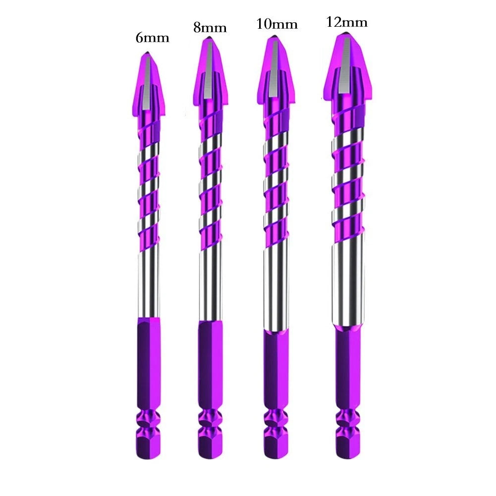 Set of 4 Carbide Drill Bits 6mm 8mm 10mm 12mm with 6 35mm Handle