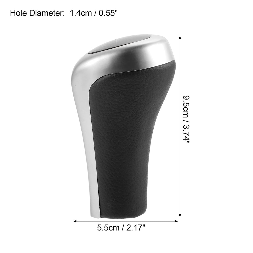 6 Speed Manual Shift Knob for BMW (Faux Leather Black Matte Silver Tone)