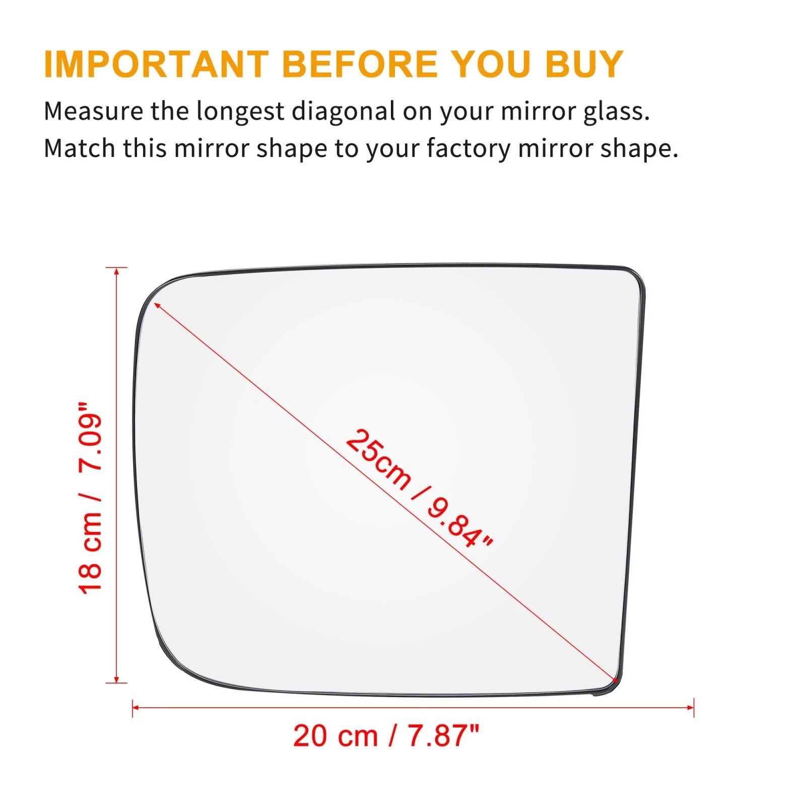 Heated Car Mirror Glass Right Side for Dodge Ram 1500 2500 3500 (2002–2023)