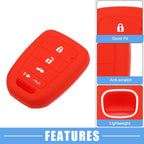 Smart Key Fob Cover for Honda Civic Accord CR-V HR-V Black Red (2 x)