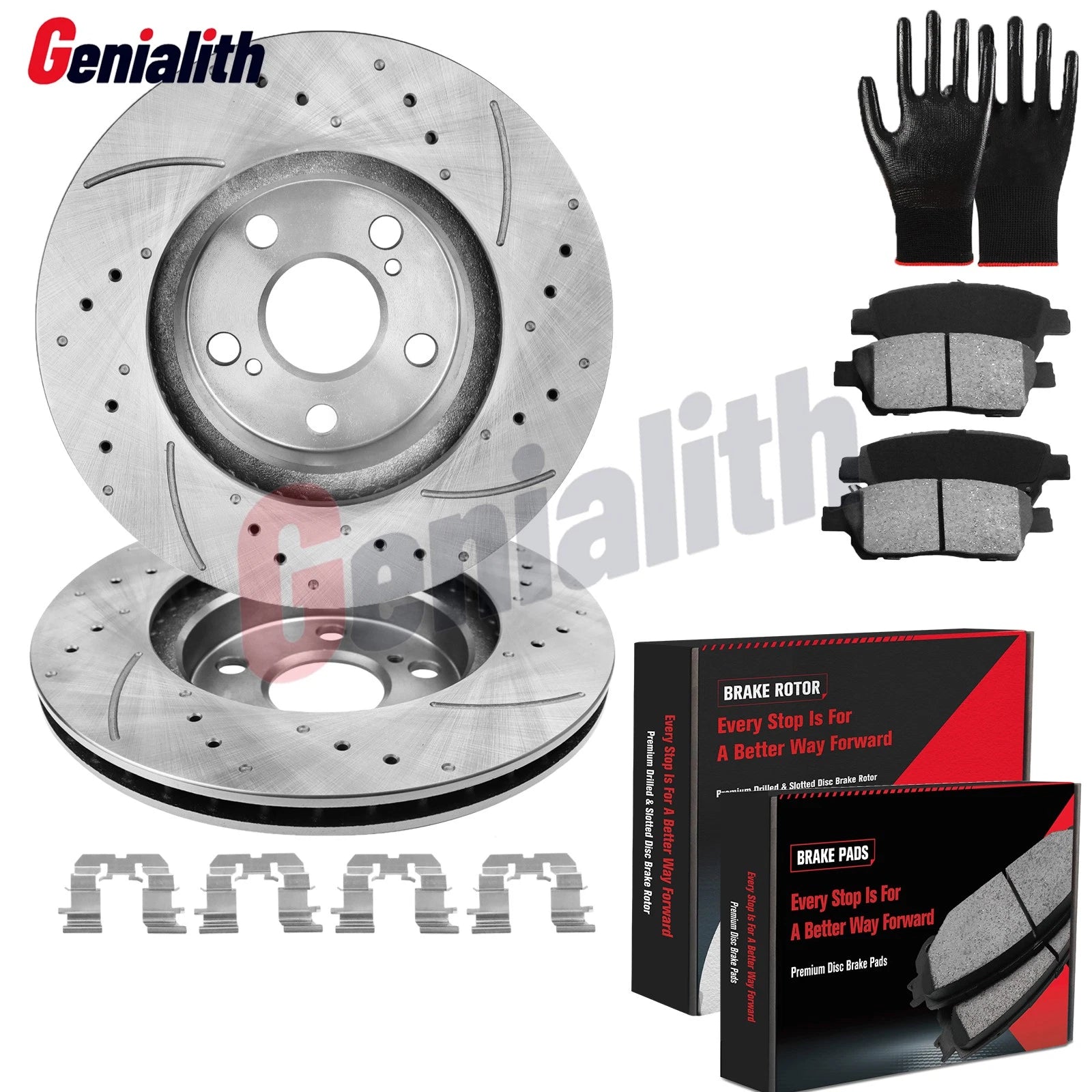 Set of 2 Front Disc Rotors & Ceramic Brake Pads for Toyota Prius (2004–2009)