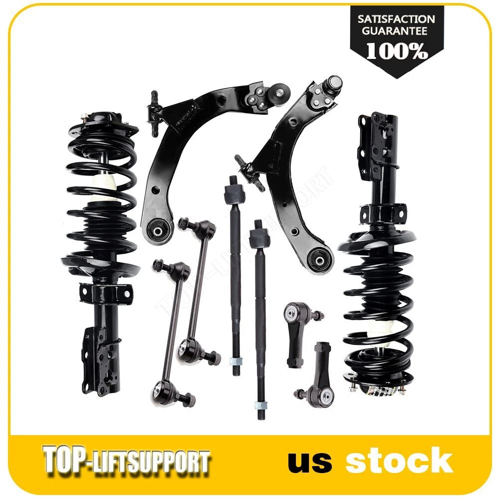 Set of 10 Front Struts Control Arms Ball Joints Tie Rods for Chevy Cobalt HHR