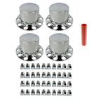 Set of 4 Rear Chrome Wheel Axle Hub Covers for Semi Trucks