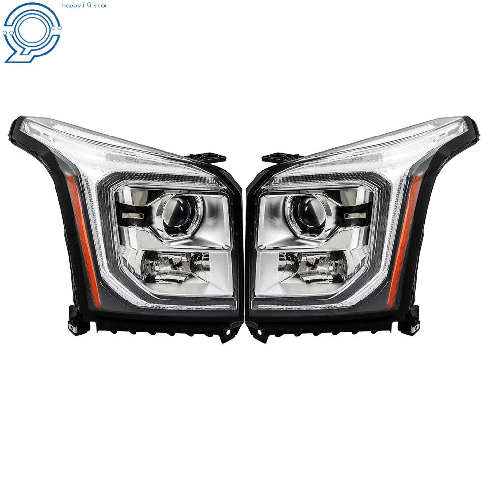 Pair HID LED DRL Projector Headlights for GMC Yukon XL (2015-2020)