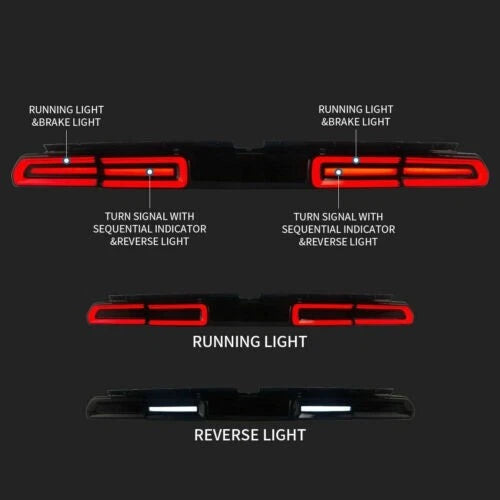 Red LED Tail Light for Dodge Challenger (2008-2014) Sequential Indicator