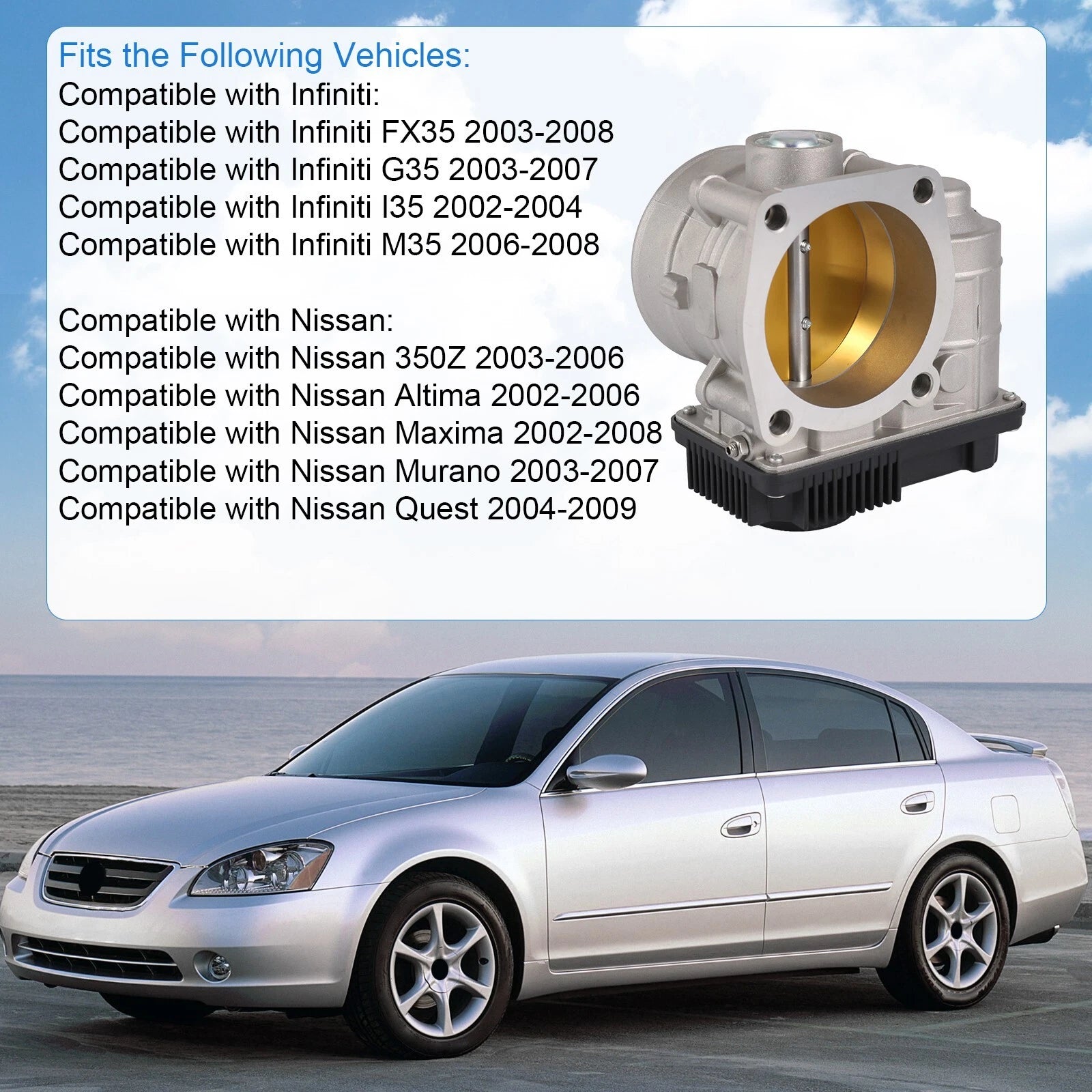 Throttle Body for Nissan 350Z, Altima, Infiniti G35, M35, FX35, I35 (2003–2008)